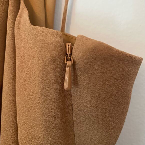 NWOT BHLDN Tan Beige One Shoulder Anamaria Georgette Midi Dress Women's size 12 - Picture 6 of 11